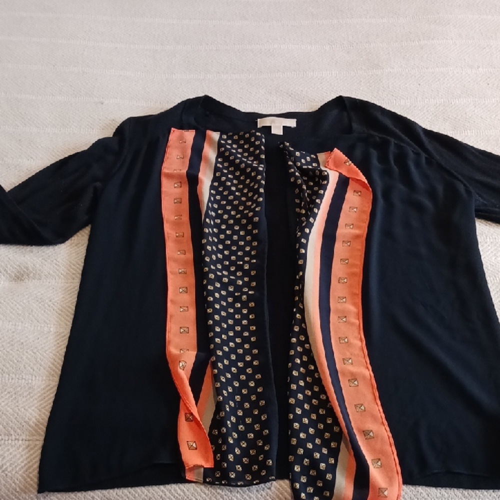 Michael Kors Navy Top with Gold Accents